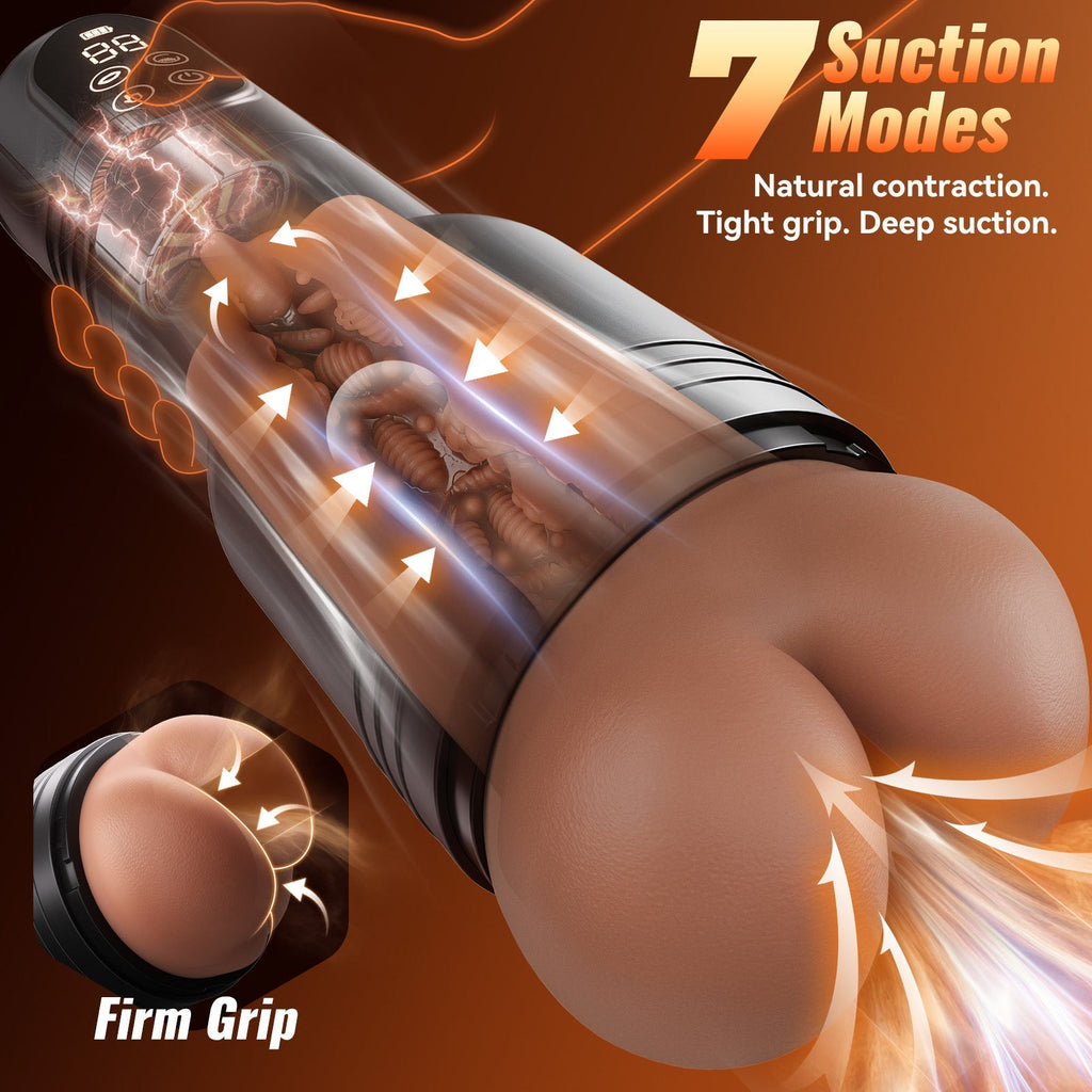 Realistic Ass Pocket Pussy 7 Vibration & Suction Modes Anal Male Masturbator Cup