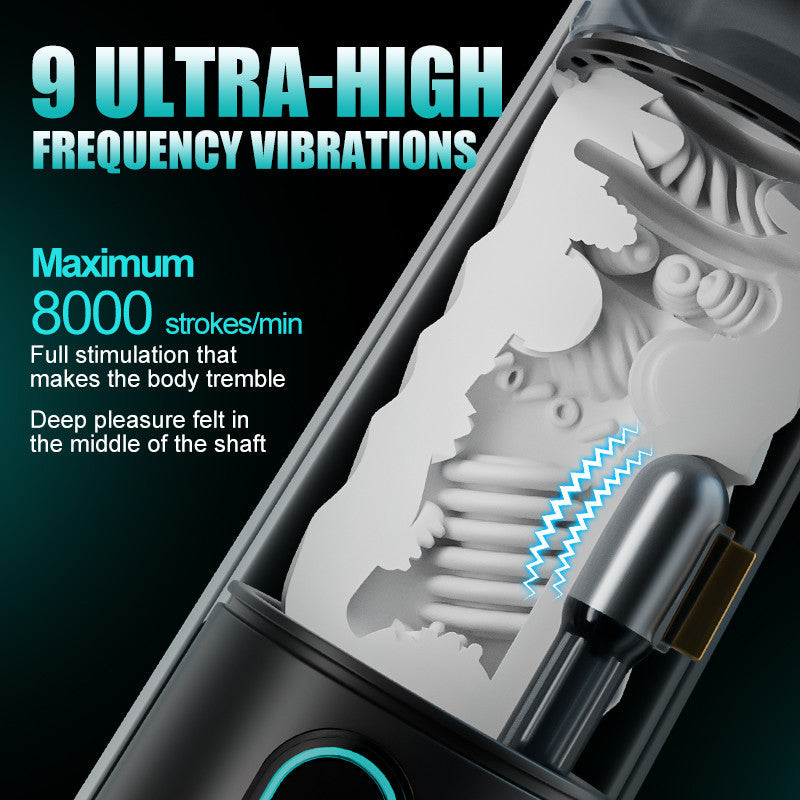 9 Suction Modes & Powerful Vibration 2.8x Wide Sleeve Electric Male Masturbator Cup