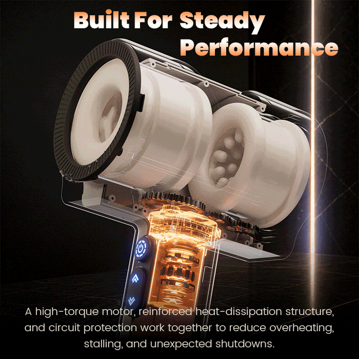 Raiden – Ergonomic Male Masturbator Non-Slip Arc Handle for Fatigue-Free Grip Durable Telescopic Rotation Motor