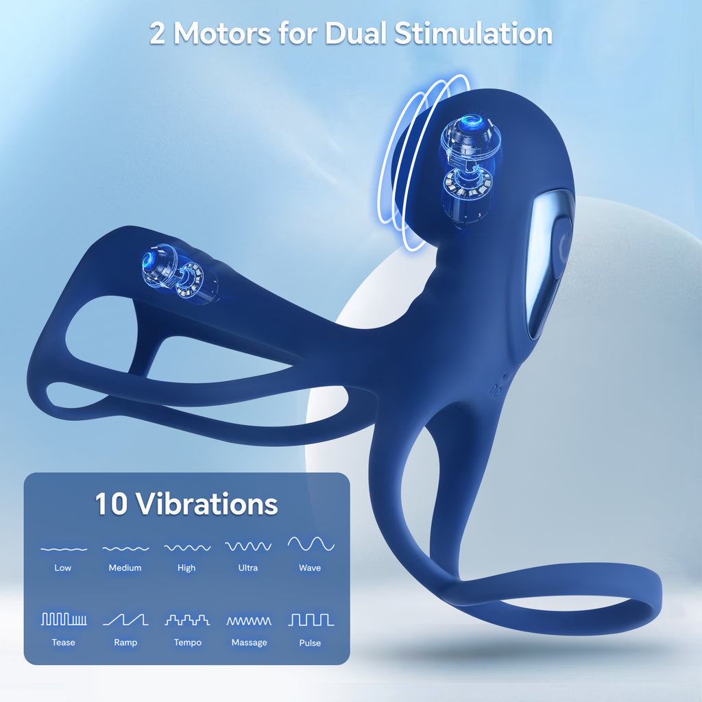 Men's Rechargeable Vibrating Cock Ring – Powerful multi-speed vibration; stretchy design for delayed ejaculation.