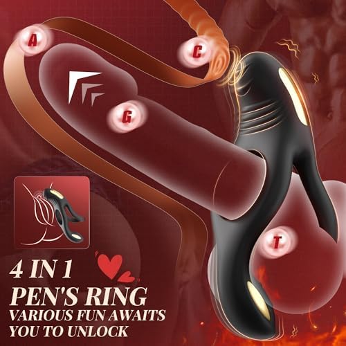 Vibrating Cock Ring, 4 in 1 Cockring Sex Toys for Couples with 10 Vibrating Modes, Double Penis Ring Vibrator Stimulate Erection, Adult Toys Sex Toys couples Men & Women Sex Toys