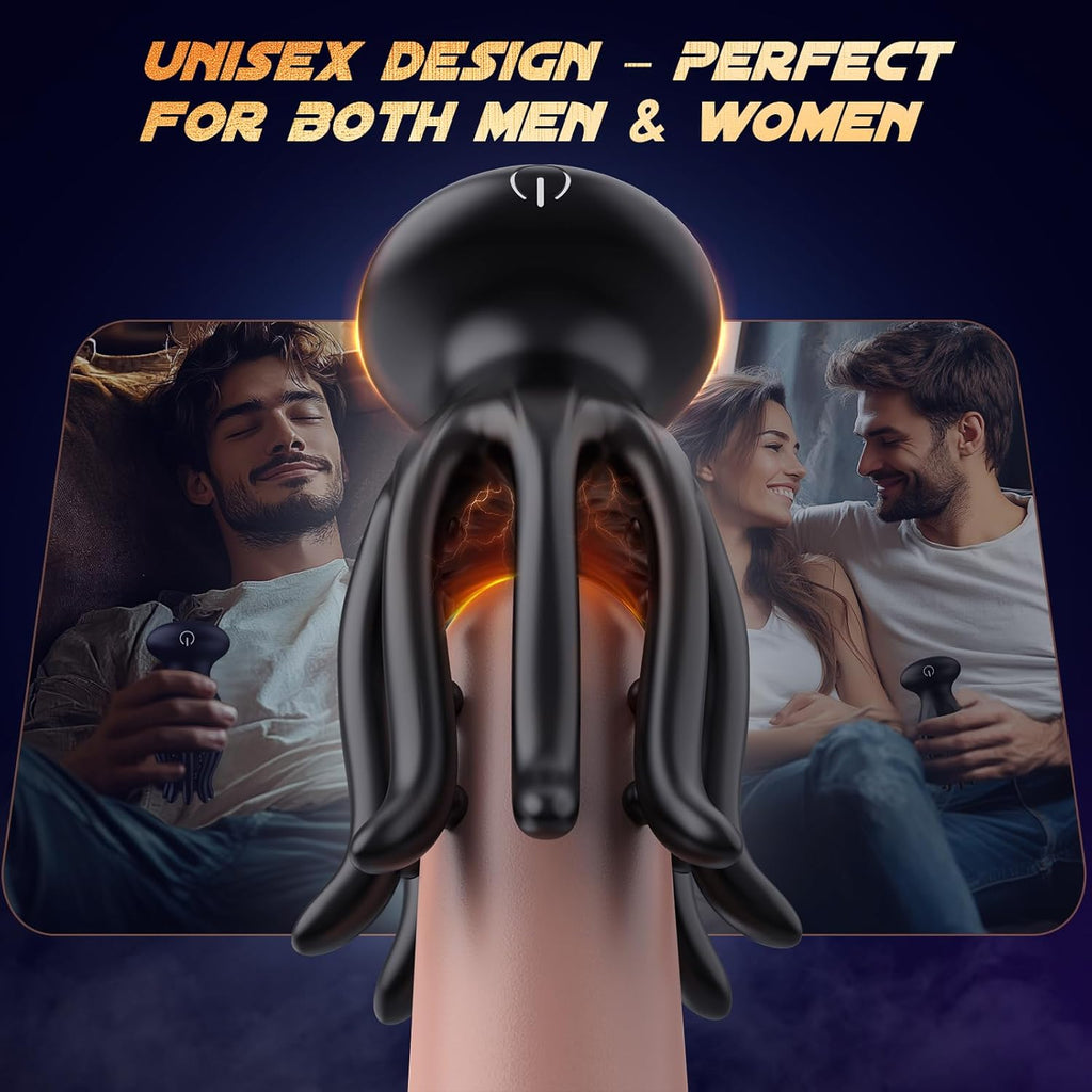 Tentacle Shaped Penis Vibrator - 10 Vibrating 360° Wrapping for Glans Clit Nipple Stimulation