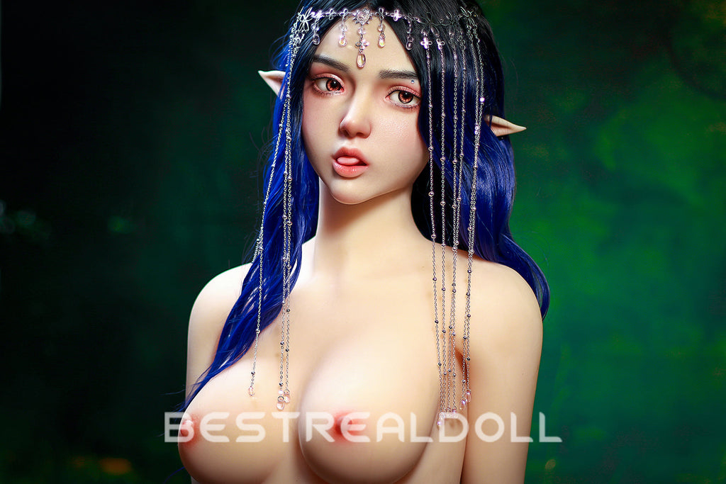 US Stock - Keely 160cm Silicone ROS Head Elf Sex Doll TPE Body M8 Samll Boobs Oral Sex Movable Jaw Adult Love Doll