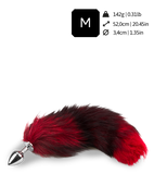 Black and red furry fox tail butt plug