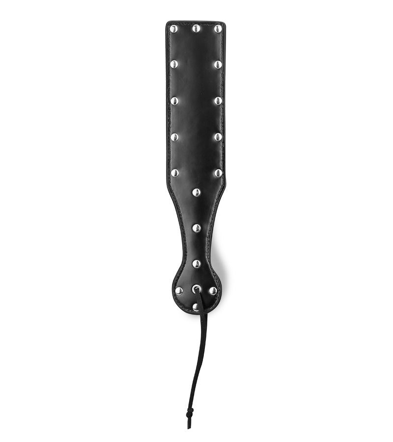 Black leather riveted spanking paddle