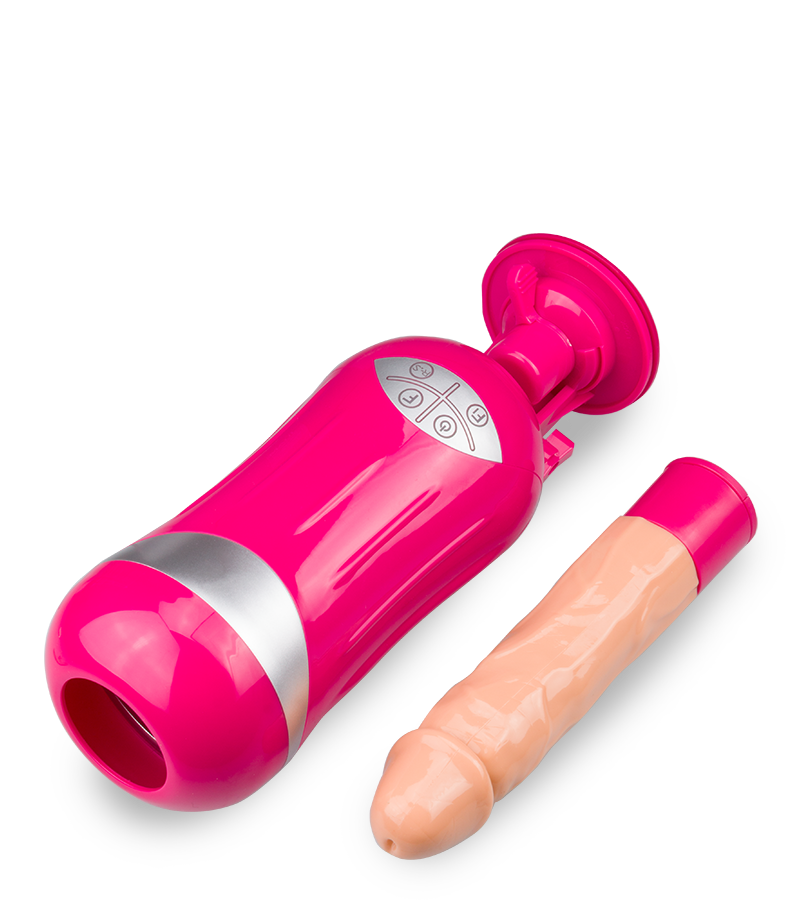 Extreme fucking machine with realistic dildo