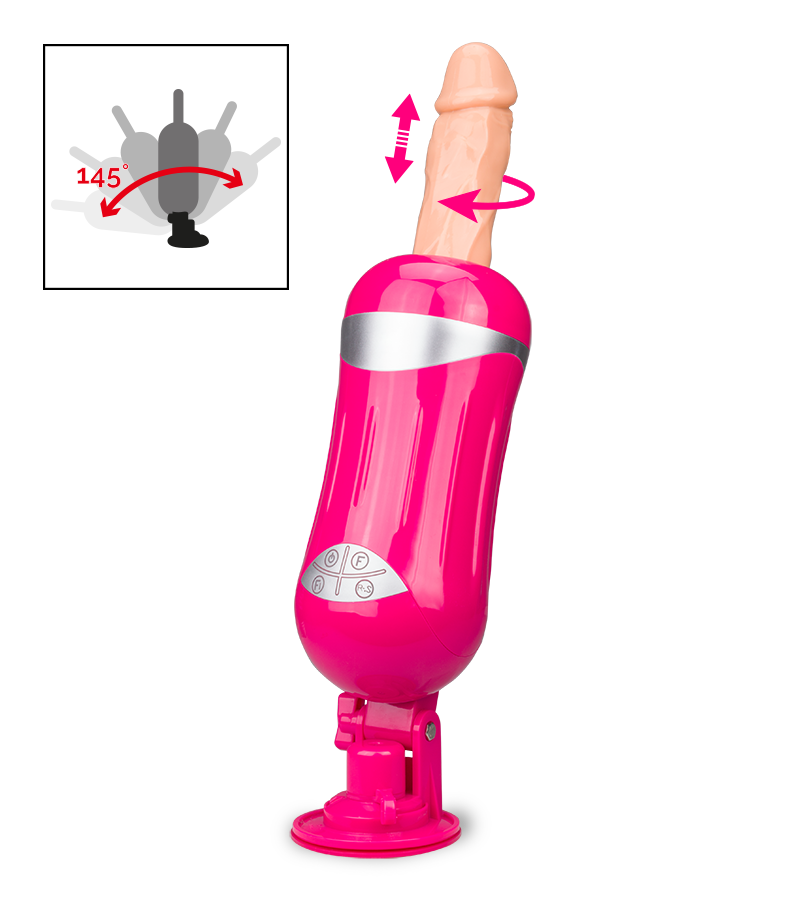 Extreme fucking machine with realistic dildo