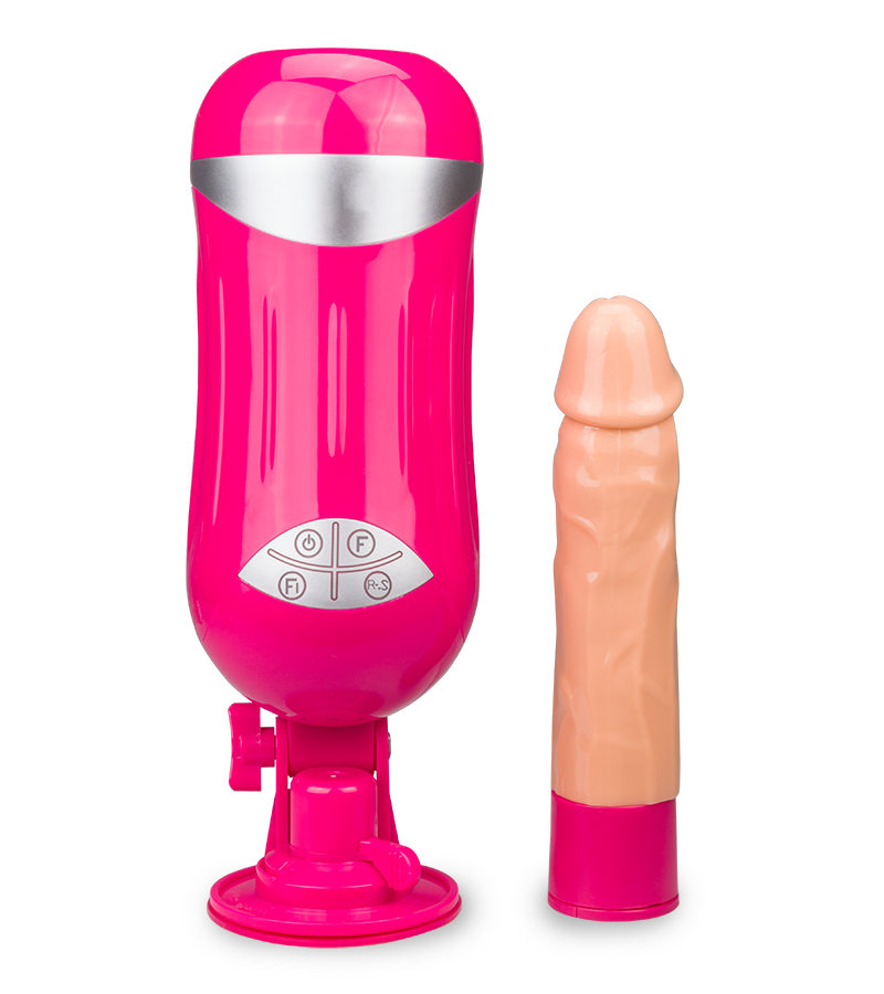 Extreme fucking machine with realistic dildo