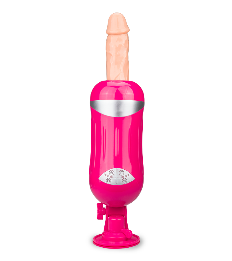 Extreme fucking machine with realistic dildo