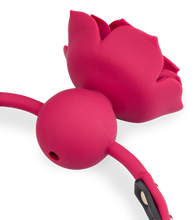 Load image into Gallery viewer, Faux leather ball gag with silicone rose