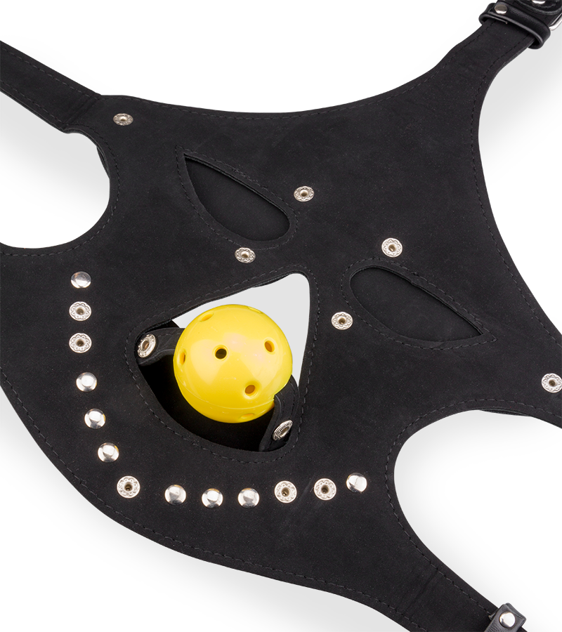 Faux leather BDSM mask with ball gag