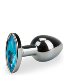Metal butt plug with oval crystal gem
