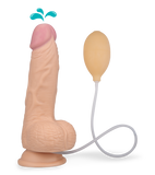 Realistic curved ejaculating suction cup dildo