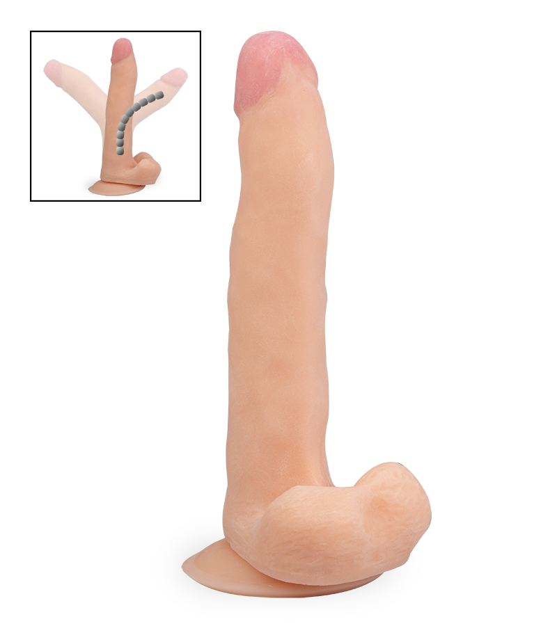 Super-long dildo with internal skeleton